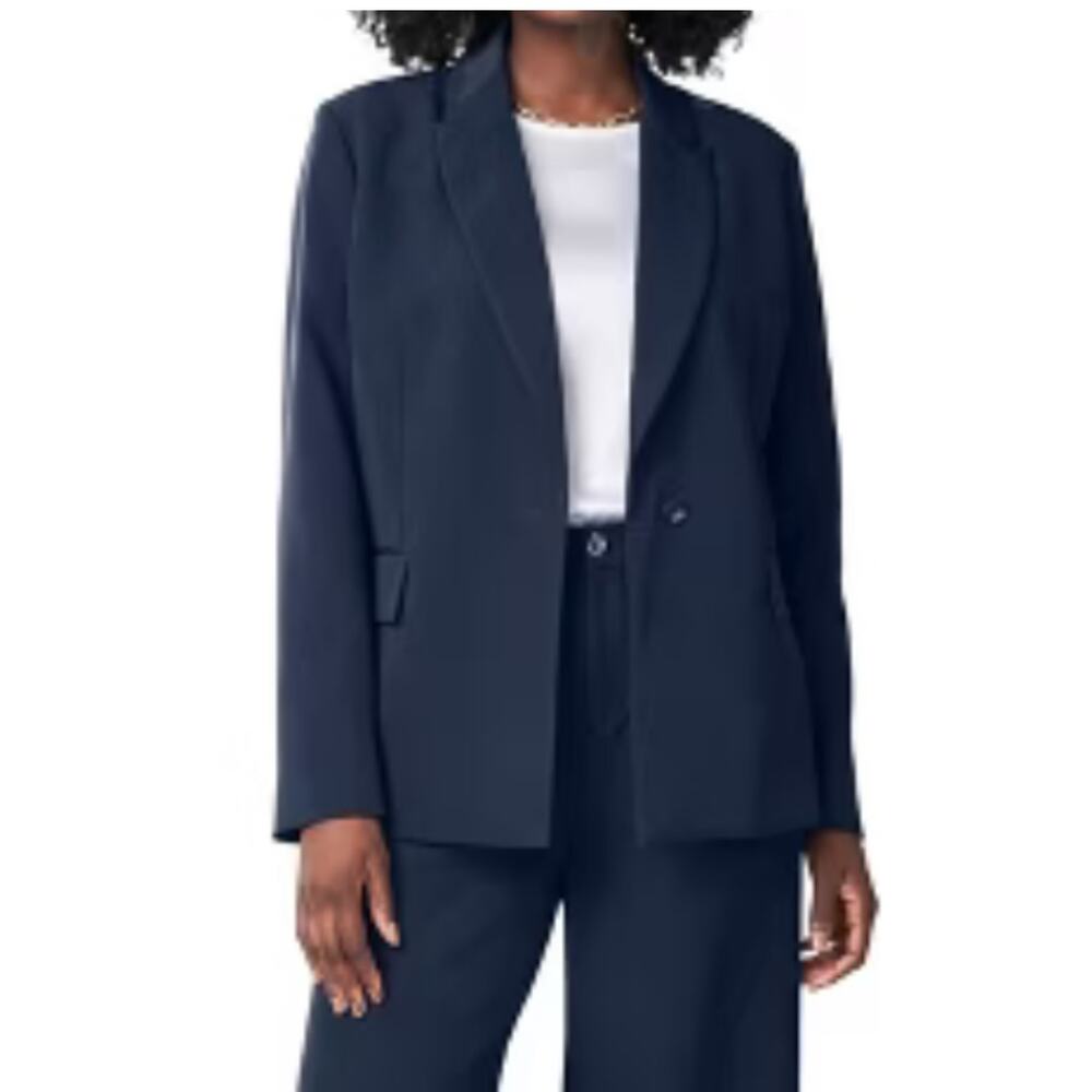 Jessica London Womens Plus Size 18W Bi-Stretch Blazer Navy Blue NWOT $149